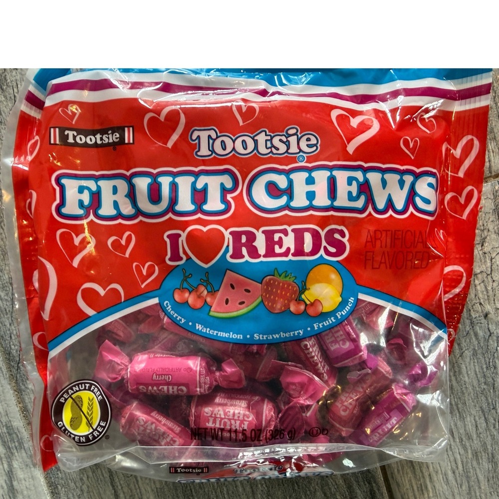 Tootsie Fruit Chews I Love Reds Candy 11.5 oz Bag Cherry Strawberry Watermelon